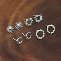 Studio Jewellery Stud Earrings | Earrings-Smiling Sun Silver Stud Earrings