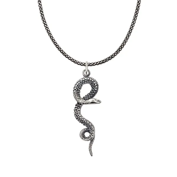 Studio Jewellery Necklaces-Snake Charm and Chain Necklace