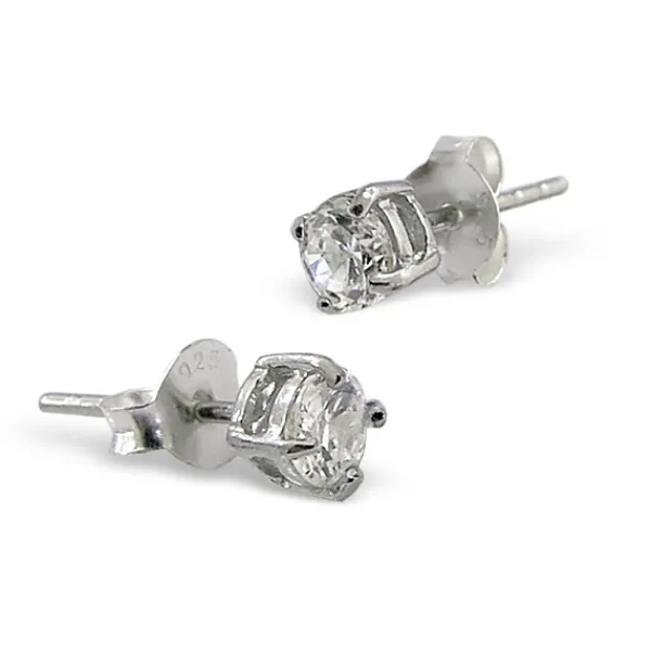 Studio Jewellery Stud Earrings | Earrings-Solid Sterling Silver 4mm CZ Earring Studs