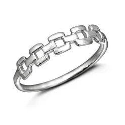 Studio Jewellery Feature & Stacker Rings | Rings-Square Chain Silver Ring