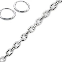 Studio Jewellery Necklaces-Standard 45cm Silver Chain Necklace + Hoops
