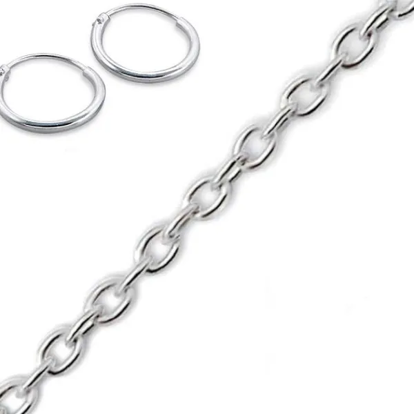 Studio Jewellery Necklaces-Standard 45cm Silver Chain Necklace + Hoops
