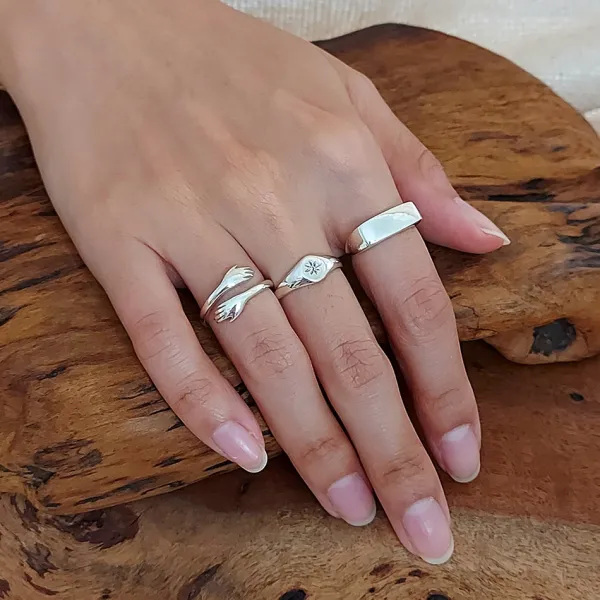 Studio Jewellery Feature & Stacker Rings | Rings-Star Baby Signet Silver Ring