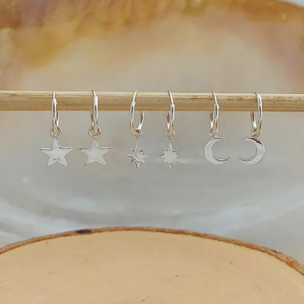 Studio Jewellery Hoop Earrings | Earrings-Star Charm Hoop Earrings
