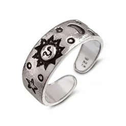 Studio Jewellery Midi And Knuckle Rings | Rings-Star Moon Sun Silver Knuckle Ring