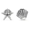 Studio Jewellery Stud Earrings | Earrings-Starfish and Shell Silver Earring Studs