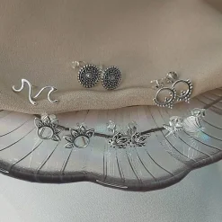 Studio Jewellery Stud Earrings | Earrings-Starfish and Shell Silver Earring Studs