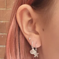 Studio Jewellery Hoop Earrings | Earrings-Starfish Shell Mixed Charm Hoop Earrings