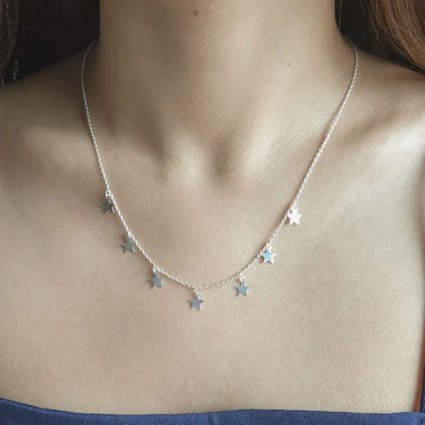 Studio Jewellery Necklaces-7 Stars Silver Necklace