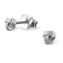 Studio Jewellery Stud Earrings | Earrings-Sterling Silver 4mm Knot Earring Studs