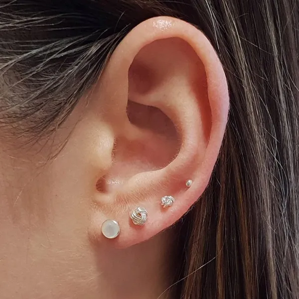 Studio Jewellery Stud Earrings | Earrings-Sterling Silver 4mm Knot Earring Studs