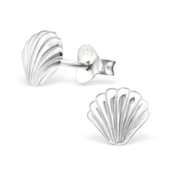 Studio Jewellery Stud Earrings | Earrings-925 Sterling Silver Sea Shell Earring Studs