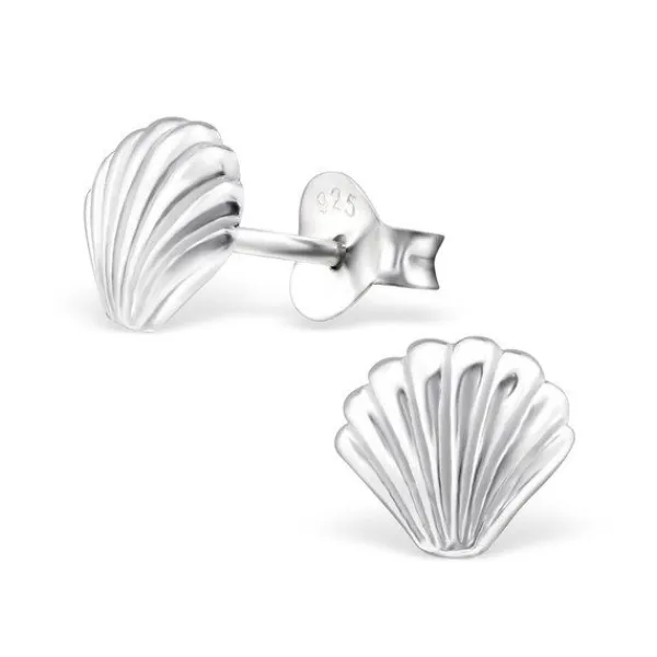 Studio Jewellery Stud Earrings | Earrings-925 Sterling Silver Sea Shell Earring Studs