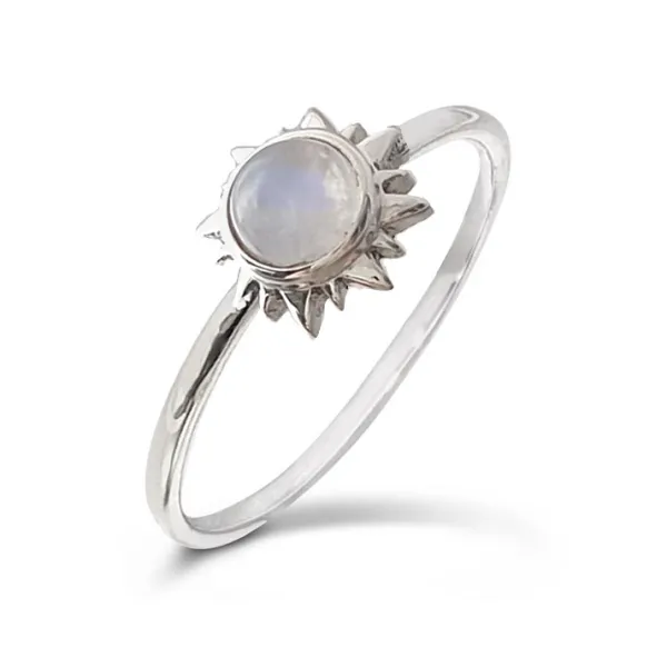 Studio Jewellery Gem Stone Rings | Rings-Sun Moonstone Silver Gemstone Ring