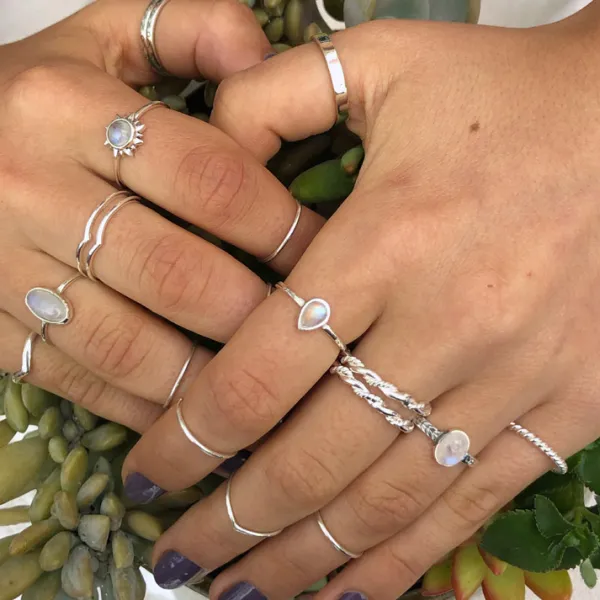 Studio Jewellery Gem Stone Rings | Rings-Sun Moonstone Silver Gemstone Ring