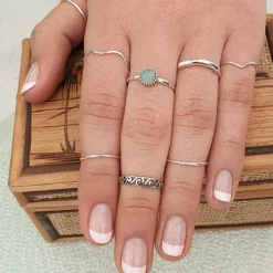 Studio Jewellery Midi And Knuckle Rings | Rings-Surf Band Silver Knuckle Ring
