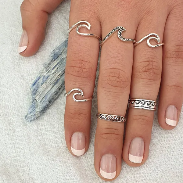 Studio Jewellery Midi And Knuckle Rings | Rings-Surf Band Silver Knuckle Ring
