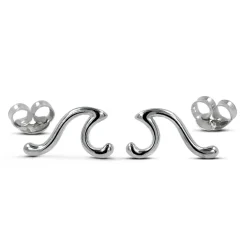 Studio Jewellery Stud Earrings | Earrings-Surf Wave Silver Earring Studs