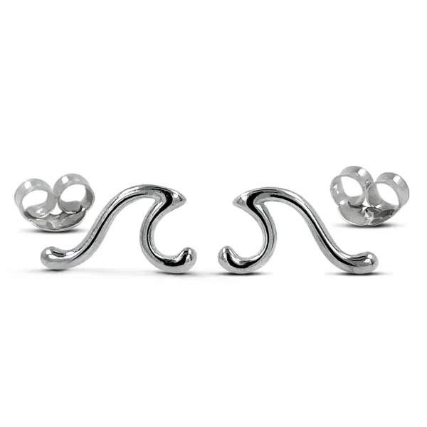 Studio Jewellery Stud Earrings | Earrings-Surf Wave Silver Earring Studs