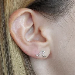 Studio Jewellery Stud Earrings | Earrings-Surf Wave Silver Earring Studs