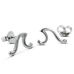 Studio Jewellery Stud Earrings | Earrings-Surf Wave Silver Earring Studs