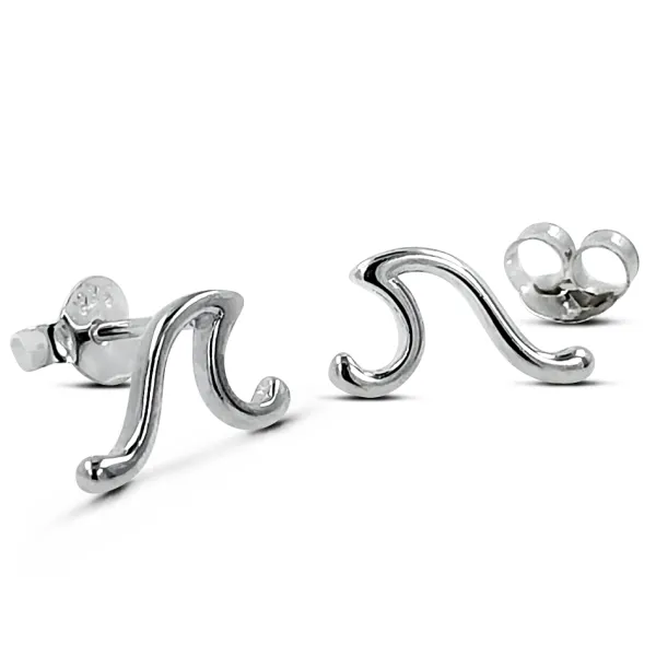 Studio Jewellery Stud Earrings | Earrings-Surf Wave Silver Earring Studs