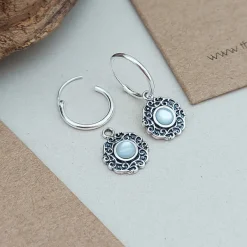 Studio Jewellery Hoop Earrings | Earrings-Swirly Mandala Silver Hoop Earrings