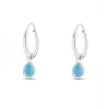 Studio Jewellery Hoop Earrings | Earrings-Tear Drop Larimar Silver Hoop Charm Earrings