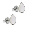 Studio Jewellery Stud Earrings | Earrings-Tear Drop White Shell Silver Earring Studs