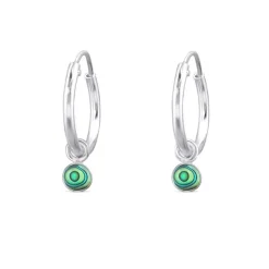 Studio Jewellery Hoop Earrings | Earrings-Tiny Abalone Hoop Charm Earrings