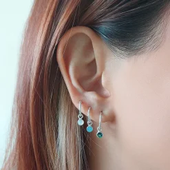 Studio Jewellery Hoop Earrings | Earrings-Tiny Abalone Hoop Charm Earrings