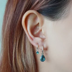 Studio Jewellery Hoop Earrings | Earrings-Tiny Abalone Hoop Charm Earrings