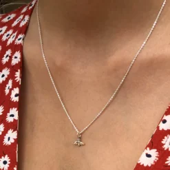 Studio Jewellery Necklaces-Tiny Bee Silver Necklace