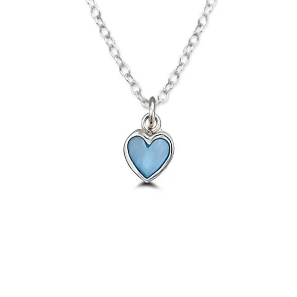 Studio Jewellery Necklaces-Tiny Blue Heart Shell Silver Necklace