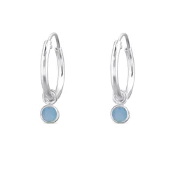 Studio Jewellery Hoop Earrings | Earrings-Tiny Blue Shell Hoop Charm Earrings