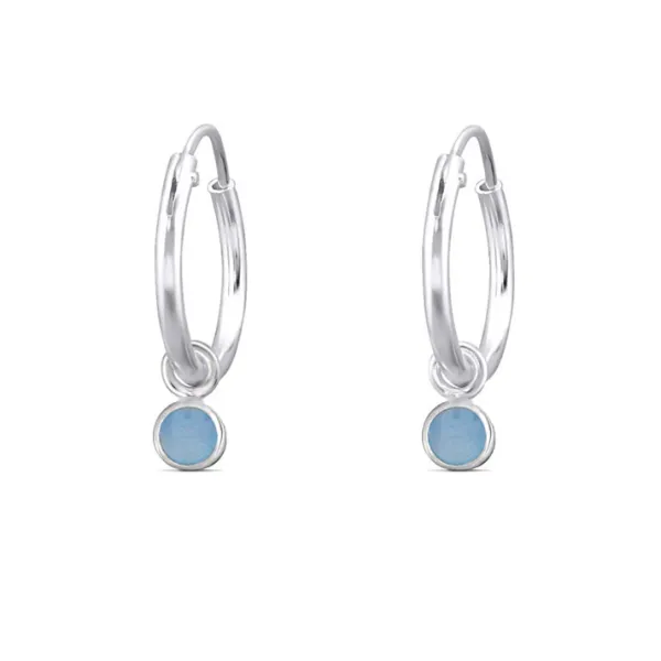 Studio Jewellery Hoop Earrings | Earrings-Tiny Blue Shell Hoop Charm Earrings