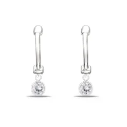 Studio Jewellery Hoop Earrings | Earrings-Tiny Cubic Zirconia Hoop Charm Earrings