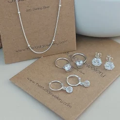 Studio Jewellery Hoop Earrings | Earrings-Tiny Cubic Zirconia Hoop Charm Earrings