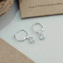 Studio Jewellery Hoop Earrings | Earrings-Tiny Cubic Zirconia Hoop Charm Earrings