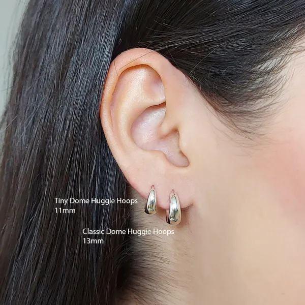 Studio Jewellery Hoop Earrings | Earrings-Tiny Dome Huggie Hoops