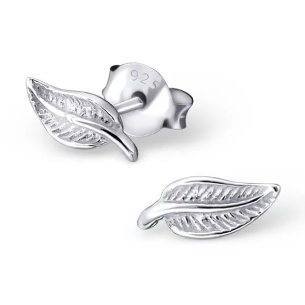 Studio Jewellery Stud Earrings | Earrings-Tiny Leaf Sterling Silver Ear Studs