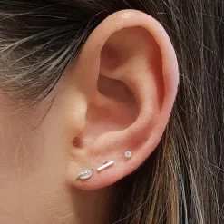 Studio Jewellery Stud Earrings | Earrings-Tiny Leaf Sterling Silver Ear Studs