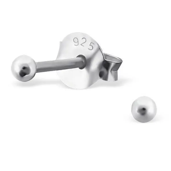 Studio Jewellery Stud Earrings | Earrings-Tiny 2mm Ball Stud Silver Earrings