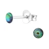 Studio Jewellery Stud Earrings | Earrings-Tiny 3mm Circle Abalone Shell Silver Earring Studs