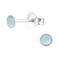 Studio Jewellery Stud Earrings | Earrings-Tiny 3mm Circle Blue Shell Silver Earring Studs