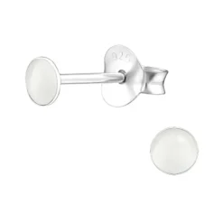 Studio Jewellery Stud Earrings | Earrings-Tiny 3mm Circle White Shell Silver Earring Studs