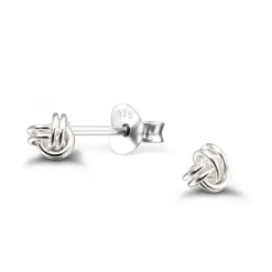 Studio Jewellery Stud Earrings | Earrings-Tiny 3mm Knot Silver Earring Studs