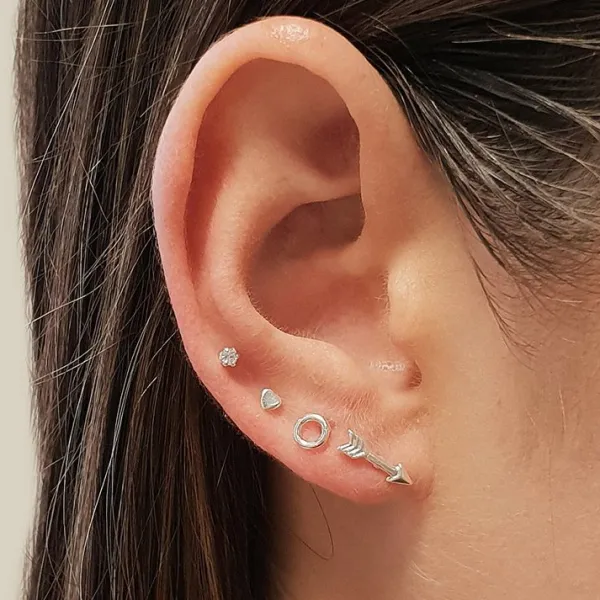 Studio Jewellery Stud Earrings | Earrings-Tiny 3mm Silver Heart Stud Earrings