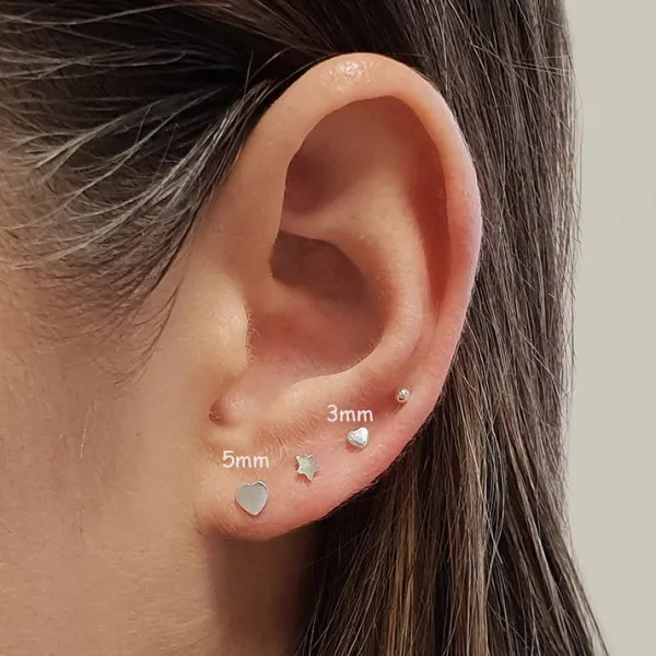 Studio Jewellery Stud Earrings | Earrings-Tiny 3mm Silver Heart Stud Earrings