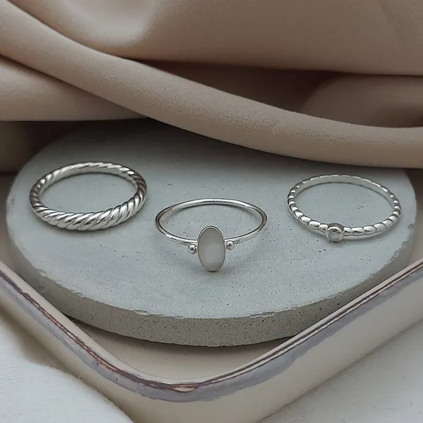 Studio Jewellery Gem Stone Rings | Rings-Tiny Pearl Bead Band